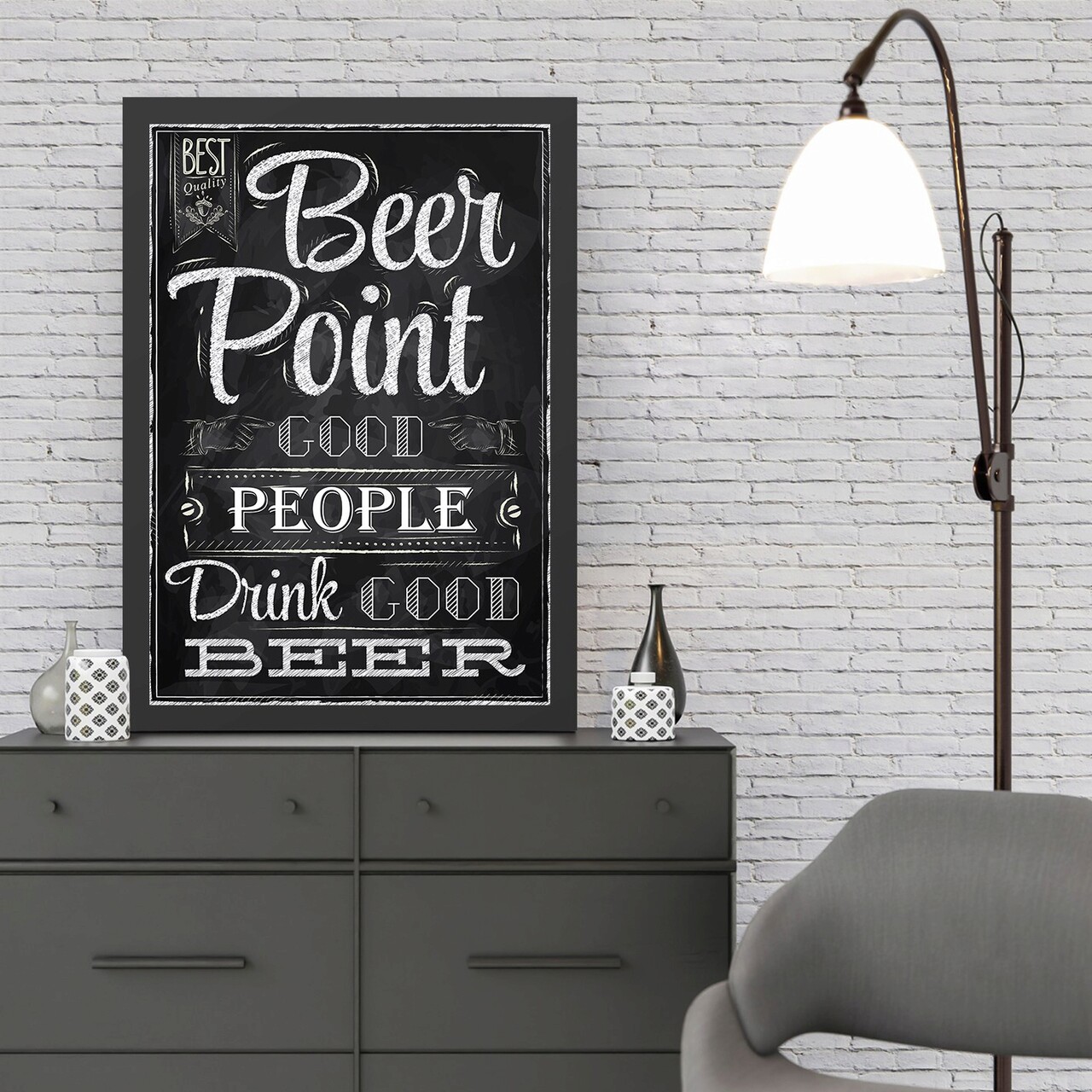 Tablou decorativ, Beer Point (40 x 55), Polistiren, Alb/Negru - imagine 3